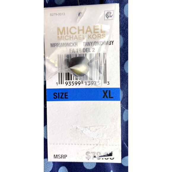 F. Michael Kors Top Size XL Polka Dot Multicolor Blue Top  V Neck. NWT $79 - Picture 7 of 7